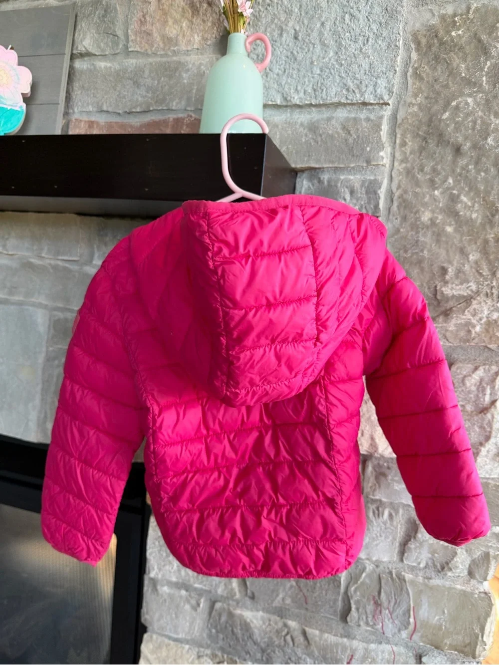 GAP Kids Hooded Puffer Jacket - Hot Pink